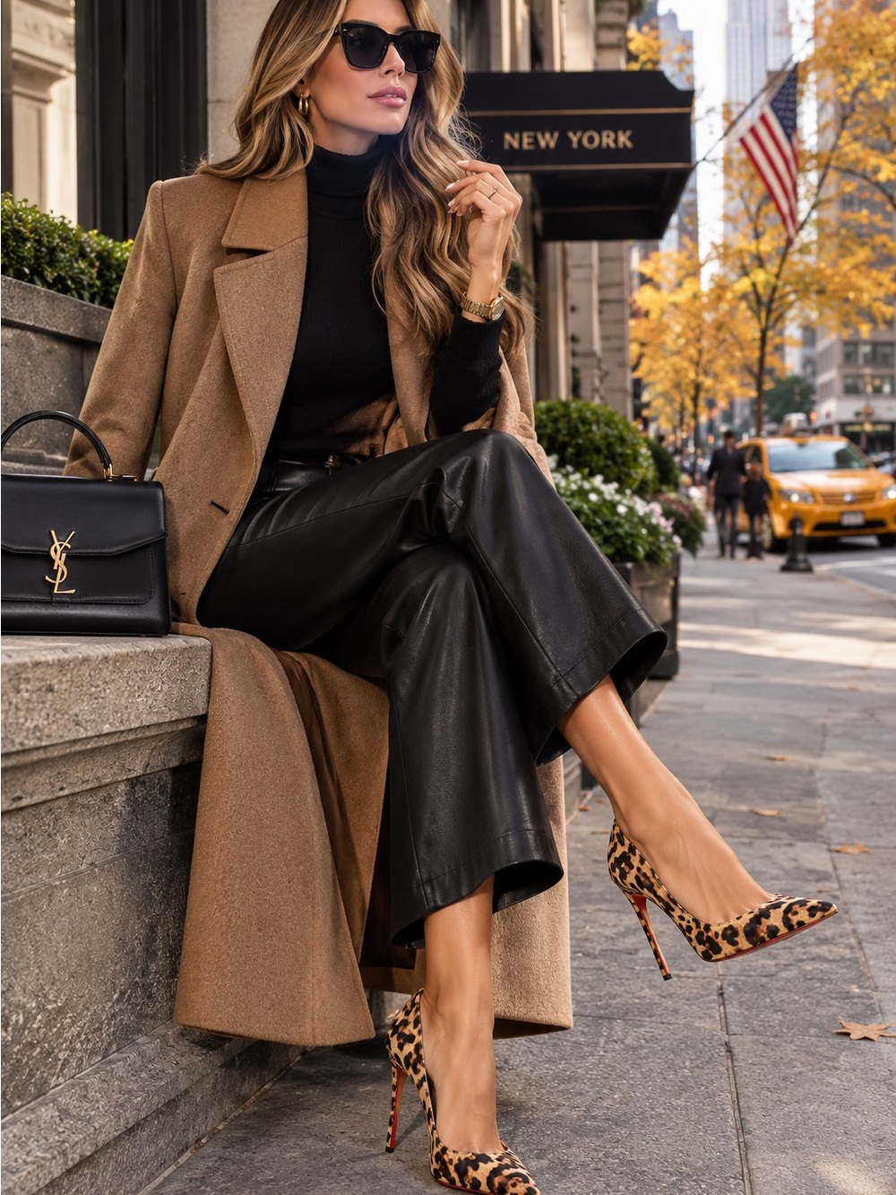 Christian Louboutin Leopard-Print Pointed Pumps in Tan and Black